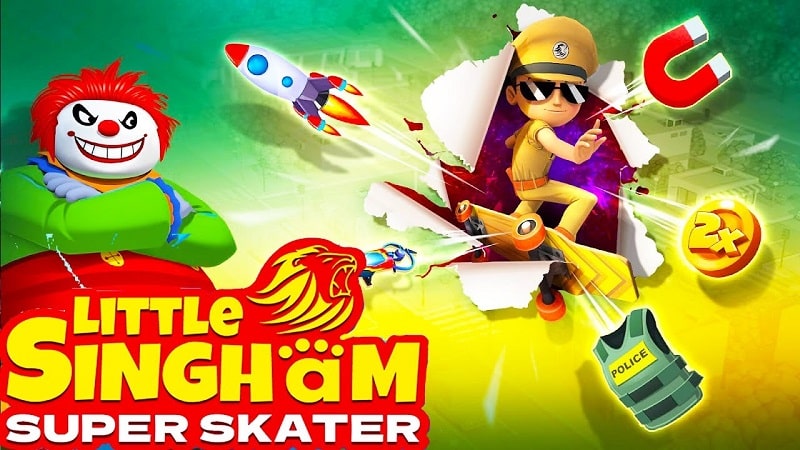 Tải game hack Little Singham Super Skater MOD APK (Menu/Vô hạn Spins) 1.0.311