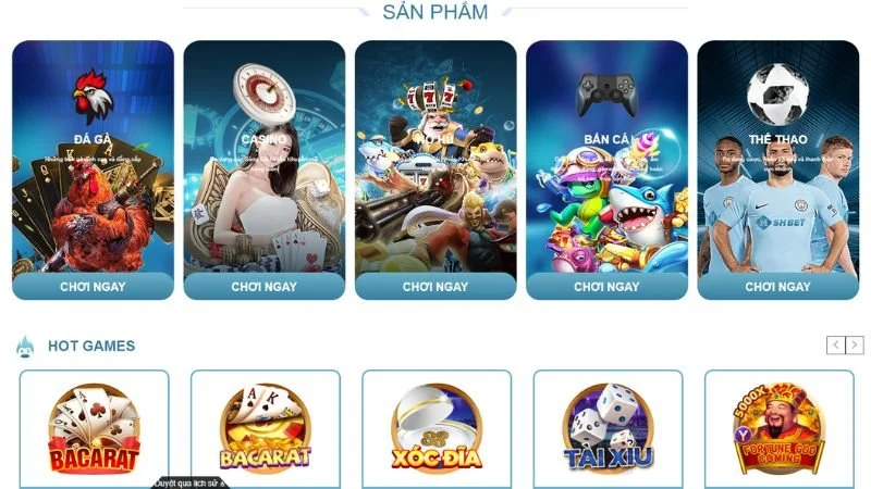 đa dạng sản phẩm game casino trực tuyến